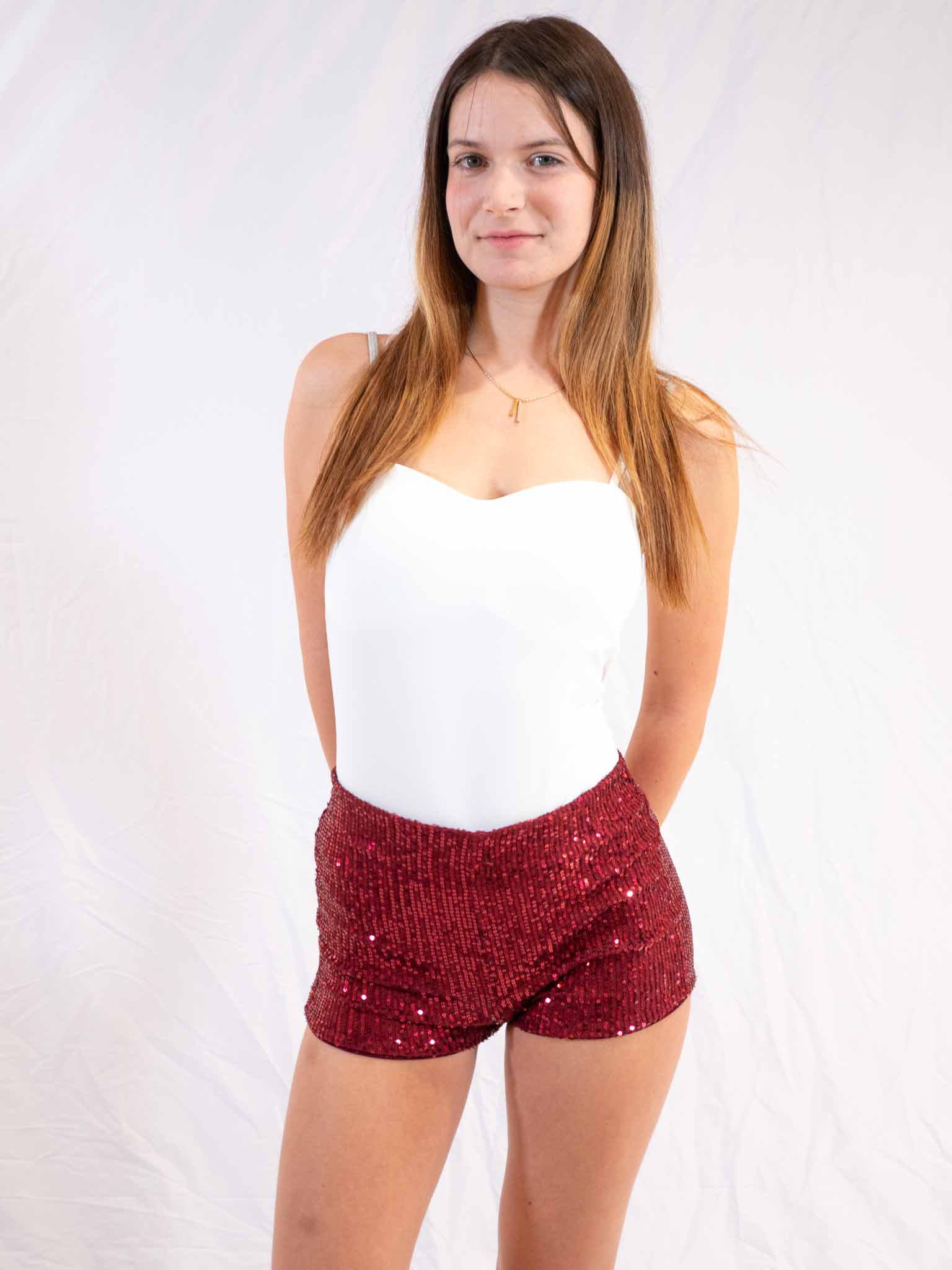 culotte-short à sequins ROUGE