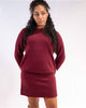 Ensemble doux rouge bordeaux – pull + jupe