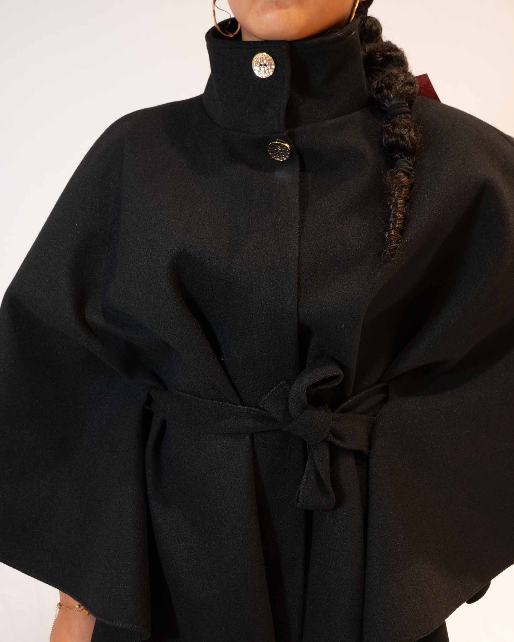 poncho avec col et ceinture