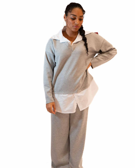 Ensemble pull pantalon chemise