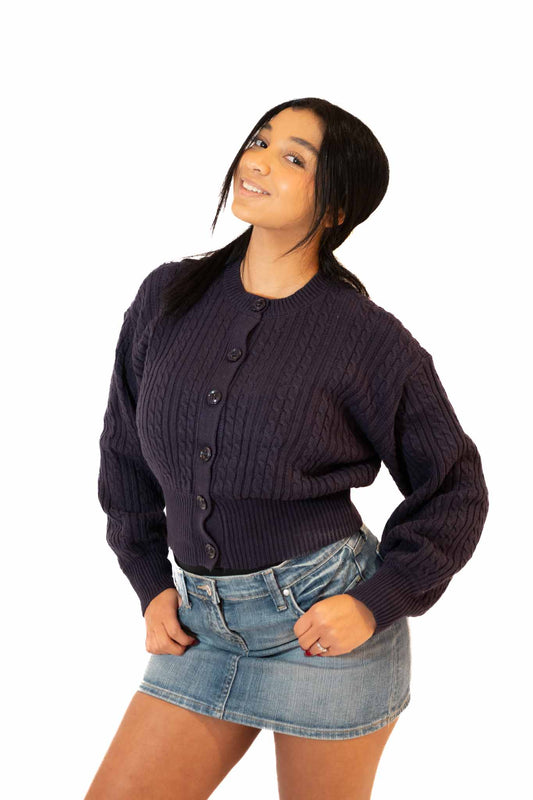 Cardigan bleu marine - Mode femme - SHEY Boutique Langon