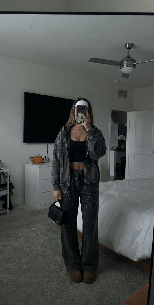 ENSEMBLE EN MOLLETON EFFET MARBRÉ AVEC STRASS - Mode femme - SHEY Boutique Langon