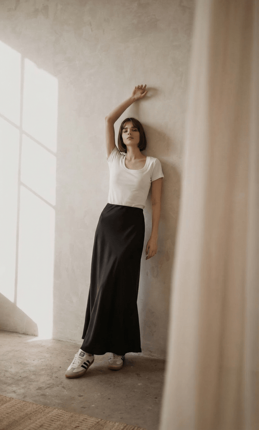 Jupe satinée noir - Mode femme - SHEY Boutique Langon