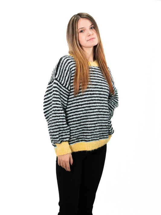 Pull manches longues à rayures BLEUETJAUNE - Mode femme - SHEY Boutique Langon
