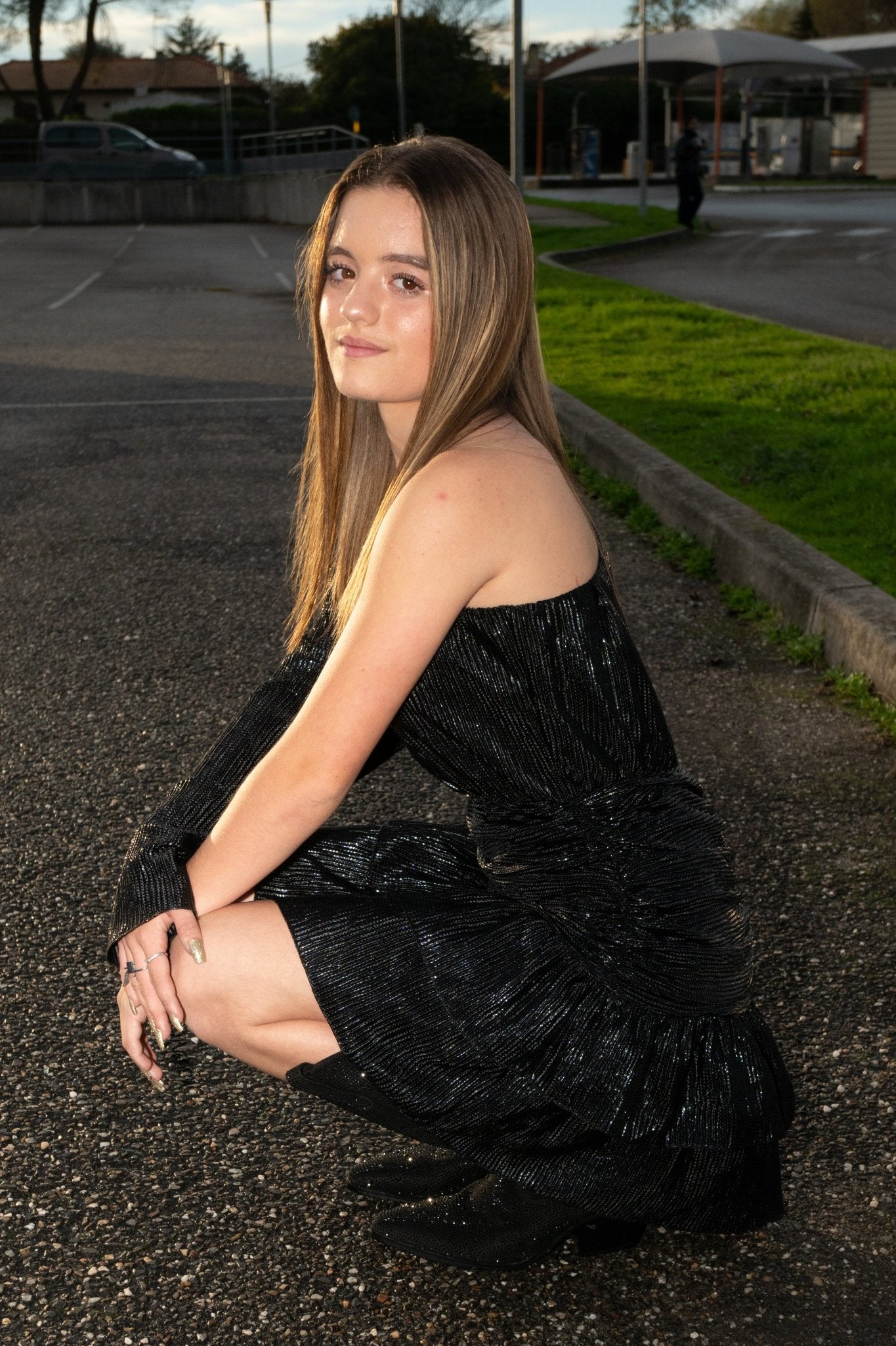 Robe a paillettes asymétrique noir - Mode femme - SHEY Boutique Langon