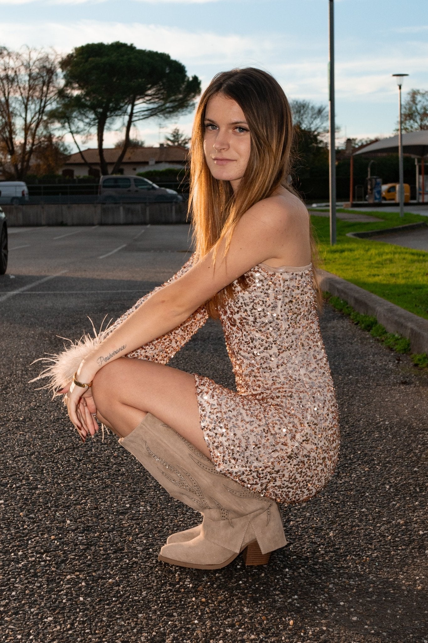 Robe a sequins Or - Mode femme - SHEY Boutique Langon