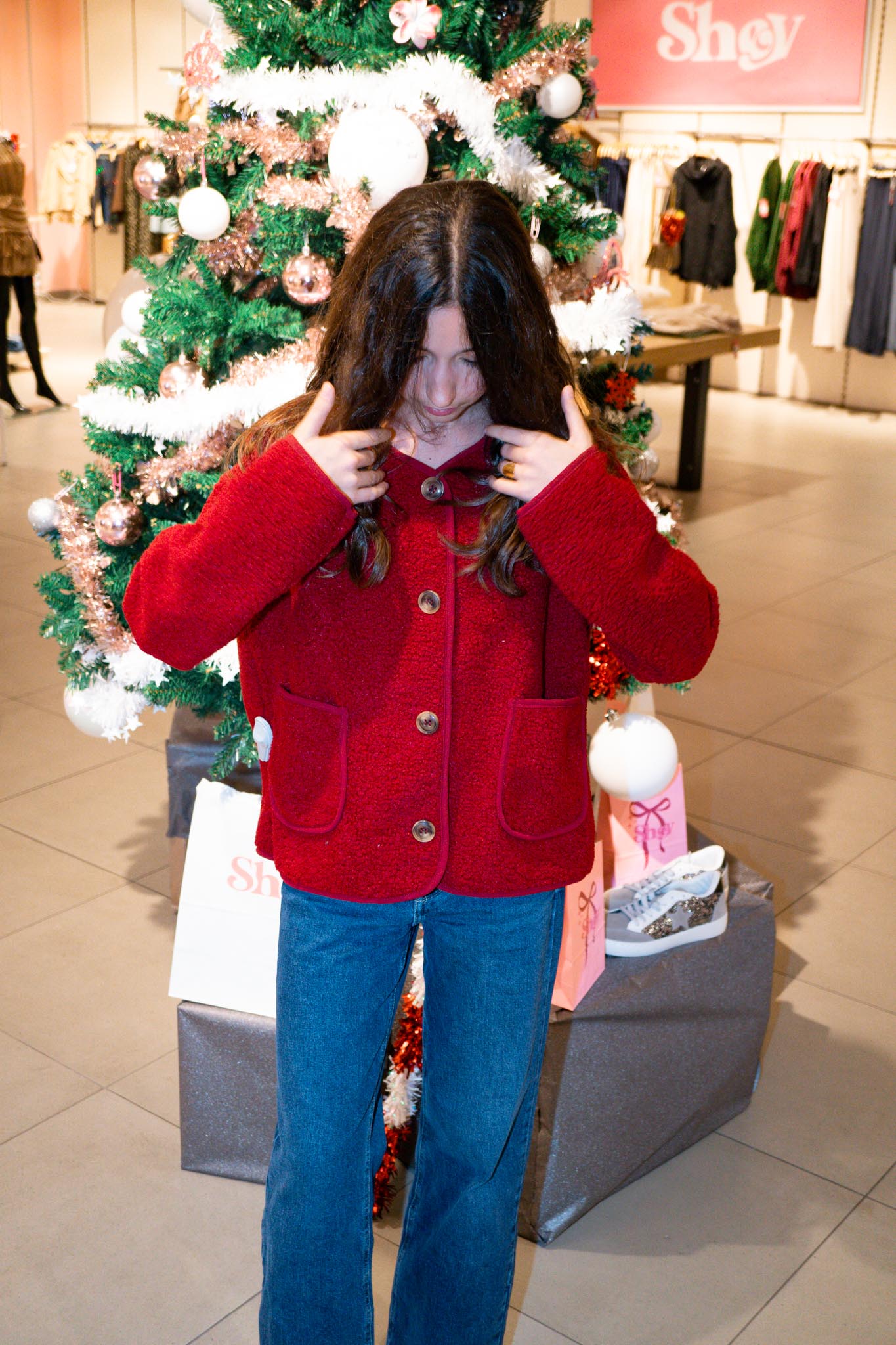 Veste teddy rouge - Mode femme - SHEY Boutique Langon